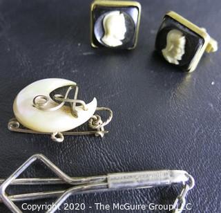 Small Group of Miscellaneous Items.  Includes Brooches, Charms, Belt Buckles, Etc. 