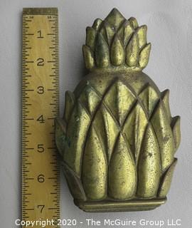 Vintage Brass Pineapple Door Knocker Made by Virginia Metalcrafters - Newport.  Measures approximately 7" long