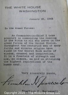 Group of Holy Bibles and Book of Common Prayer. One distributed to the Armed Forces by the White House in 1941. Various Conditions. 