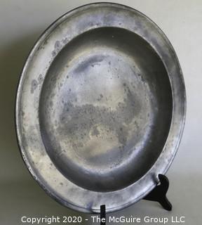 Two Heavy Antique Pewter Bowls with Maker Marks.  Measure approximately 13" in diameter. 