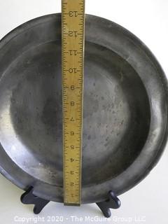 Two Heavy Antique Pewter Bowls with Maker Marks.  Measure approximately 13" in diameter. 