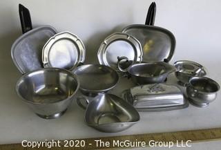 Large Group of Pewter Serving Items, Various Makers. 