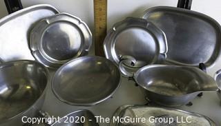 Large Group of Pewter Serving Items, Various Makers. 