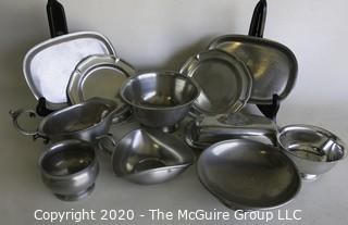 Large Group of Pewter Serving Items, Various Makers. 