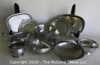 Large Group of Pewter Serving Items, Various Makers. 