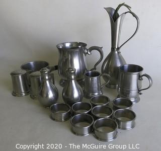 Large Group of Pewter Serving Pieces. 