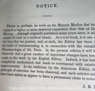 1834 Leather Bound Medical Reference Book; "Beck and Murray" Medical Reference Book
