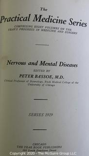 Group of Four Vintage Hard Cover Medical School Books for Sociology, Psychology, Medicine and Mental Diseases.  Full of Detailed Black and White Illustrations.