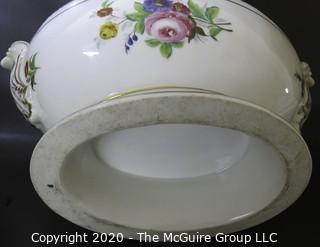 Set of (3) French 19th Century "Old Paris" Porcelain Serving Tureens, Hand Painted with Flowers and Gold Gilt Decoration; largest is 8 1/2W x 15L x 12"tall  