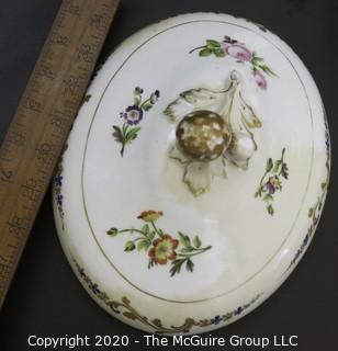 Set of (3) French 19th Century "Old Paris" Porcelain Serving Tureens, Hand Painted with Flowers and Gold Gilt Decoration; largest is 8 1/2W x 15L x 12"tall  