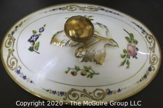 Set of (3) French 19th Century "Old Paris" Porcelain Serving Tureens, Hand Painted with Flowers and Gold Gilt Decoration; largest is 8 1/2W x 15L x 12"tall  