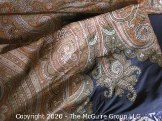 Large Antique Wool Embroidered Shawl with Ornate Edges.  