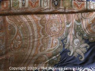 Large Antique Wool Embroidered Shawl with Ornate Edges.  