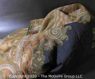 Large Antique Wool Embroidered Shawl with Ornate Edges.  