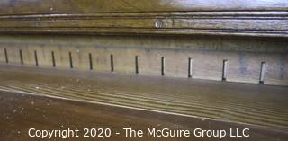 Antique American 19th Century Oak Six Drawer Spool Chest with Brass Bail Handles.  Measures approximately 26 1/4" x 28 1/2" x 18 1/4"