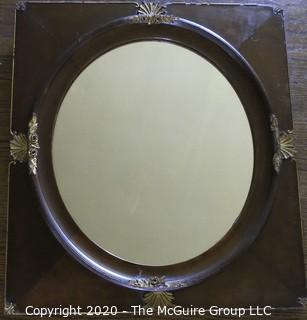 Pair of French 19th Century Mahogany Famed Mirrors with Gilt Adornment. Measures approximately 24" X 22".