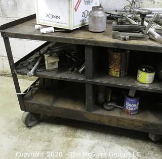 Metal Welding Cart with Shelves and large, heavy castors; 25 x 44 x 30"tall.