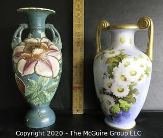 Two Porcelain Hand Painted Urns or Vases. One Marked Nippon Nortake.