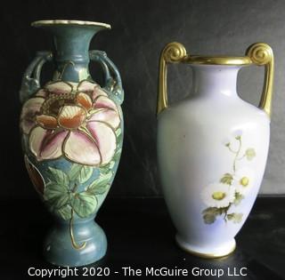 Two Porcelain Hand Painted Urns or Vases. One Marked Nippon Nortake.