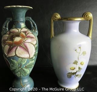 Two Porcelain Hand Painted Urns or Vases. One Marked Nippon Nortake.