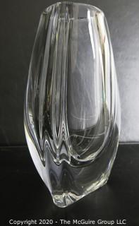 Baccarat Signed French Crystal Bouton D’or or Buttercup Vase. Measures approximately 8" tall.