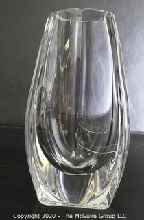 Baccarat Signed French Crystal Bouton D’or or Buttercup Vase. Measures approximately 8" tall.