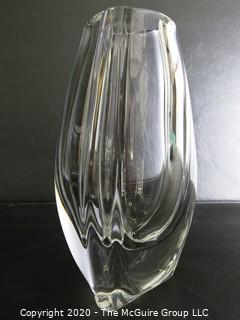 Baccarat Signed French Crystal Bouton D’or or Buttercup Vase. Measures approximately 8" tall.