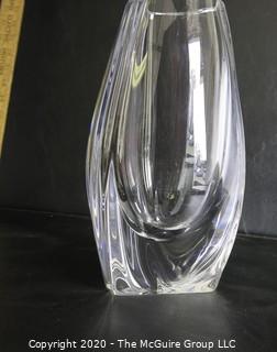 Baccarat Signed French Crystal Bouton D’or or Buttercup Vase. Measures approximately 8" tall.