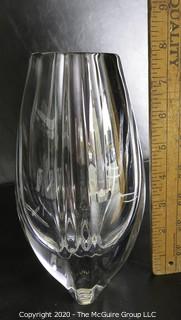 Baccarat Signed French Crystal Bouton D’or or Buttercup Vase. Measures approximately 8" tall.