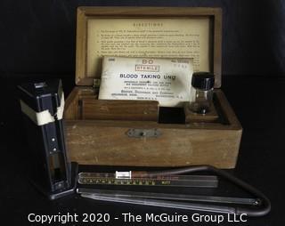 Vintage Blood Taking Unit made by Becton, Dickinson, & Company in Original Wood Box.