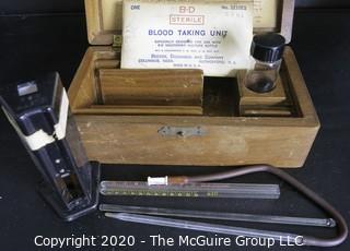 Vintage Blood Taking Unit made by Becton, Dickinson, & Company in Original Wood Box.