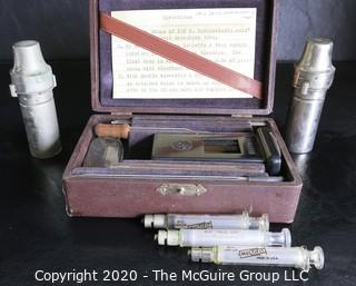 Vintage Hellige Hemometer Meter in Original Case with Three Hypodermic Glass Syringes.
