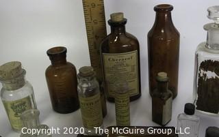 Collection of Antique Medical Bottles, Many with Labels.