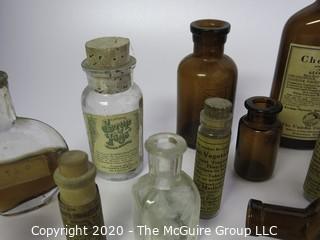 Collection of Antique Medical Bottles, Many with Labels.