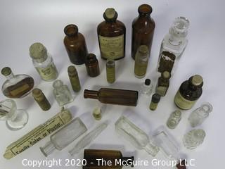 Collection of Antique Medical Bottles, Many with Labels.