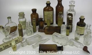 Collection of Antique Medical Bottles, Many with Labels.