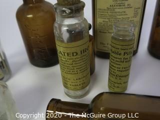 Collection of Antique Medical Bottles, Many with Labels.