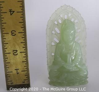 Carved Asian Stone or Jade Goddess Statue.  Measures approximately 4 1/2" tall.