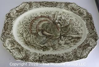 Johnson Bros Brothers Windsor Ware Native American Wild Turkeys Platter.  Measures approximately 20" long.