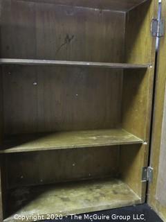 Vintage Bathroom Wall Mounted Cabinet with Mirror, Boxes and Brown Porcelain Door Knobs with Mortise. 