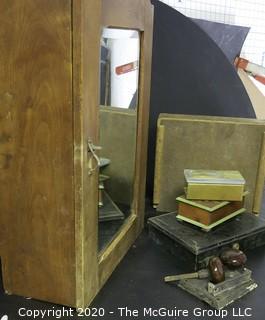 Vintage Bathroom Wall Mounted Cabinet with Mirror, Boxes and Brown Porcelain Door Knobs with Mortise. 