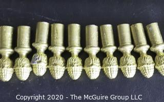 Thirteen Heavy Brass Stair or Tread Rods with Brackets and Pineapple Finials. 