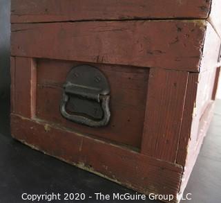 Primitive Hand Made Red Chest with Latch. Measures approximately 21" x 11" x 10"