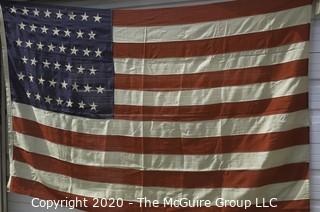 Large 45 Star American Flag with Stitched Stripes and Printed Stars; 1896-1906; Measures approximately 62 x 88".