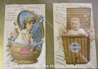 Five Framed Items Included Victorian Trade Cards, Child's Button Collection and Print. 