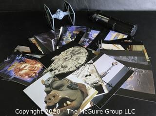 Lot of Star Wars Promotional Postcards, Light Saber and TIE Fighter Micro Machines Galoob.