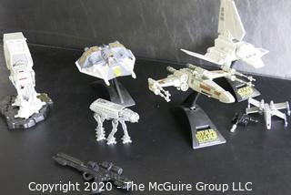 Lot of 4 Star Wars Action Fleet Ships & Stands 1995 L.F.L., Galoob Micro Machine with 2 guns and Smaller At-At Walker. 