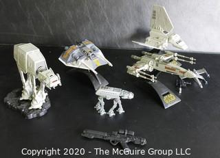 Lot of 4 Star Wars Action Fleet Ships & Stands 1995 L.F.L., Galoob Micro Machine with 2 guns and Smaller At-At Walker. 