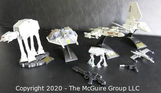 Lot of 4 Star Wars Action Fleet Ships & Stands 1995 L.F.L., Galoob Micro Machine with 2 guns and Smaller At-At Walker. 