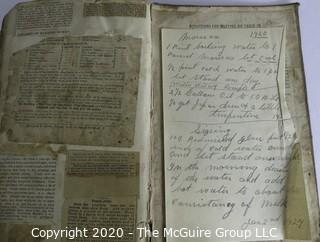 Very Old Handmade Recipe Scrap Book.  In poor condition, but original owner used another book as the base for their own favorite recipe collection, both written and clipped.